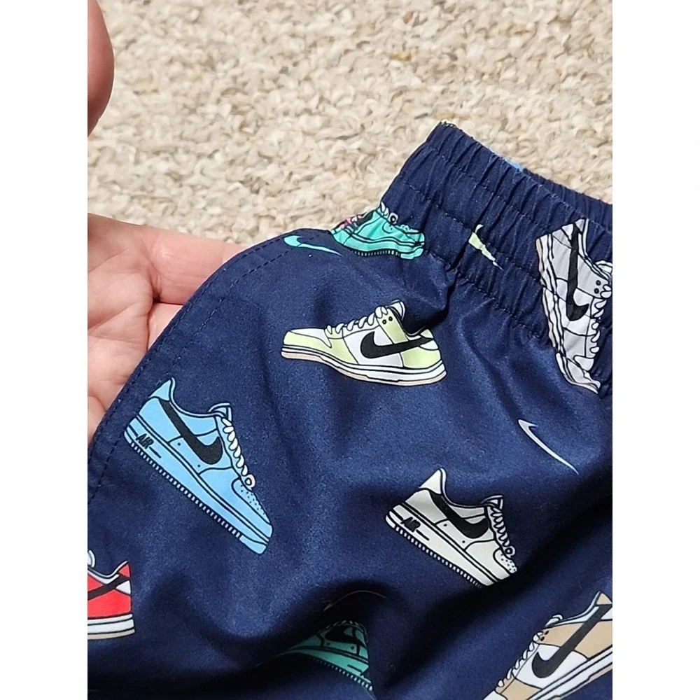 Nike Boys Navy With AOP Air Force One Sneakers Swim Shorts Trunks XL NWT‎